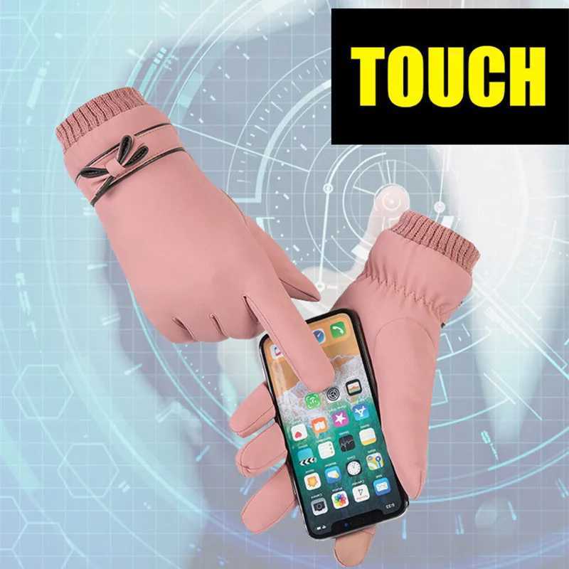 Hot Winter Womens Gs Mens Bicycle Gs Hand Warmer Wool Lining Tube Full Finger Gloves Touch Screen Waterproof W241026