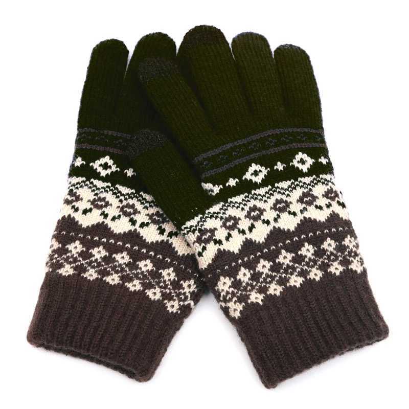 2024 Winter Warm Knitted Cashmere Wool Gs Mens Wrist Gs Snowflake Pattern Knitted Full Finger Skiing and Warm G Neutral W241026