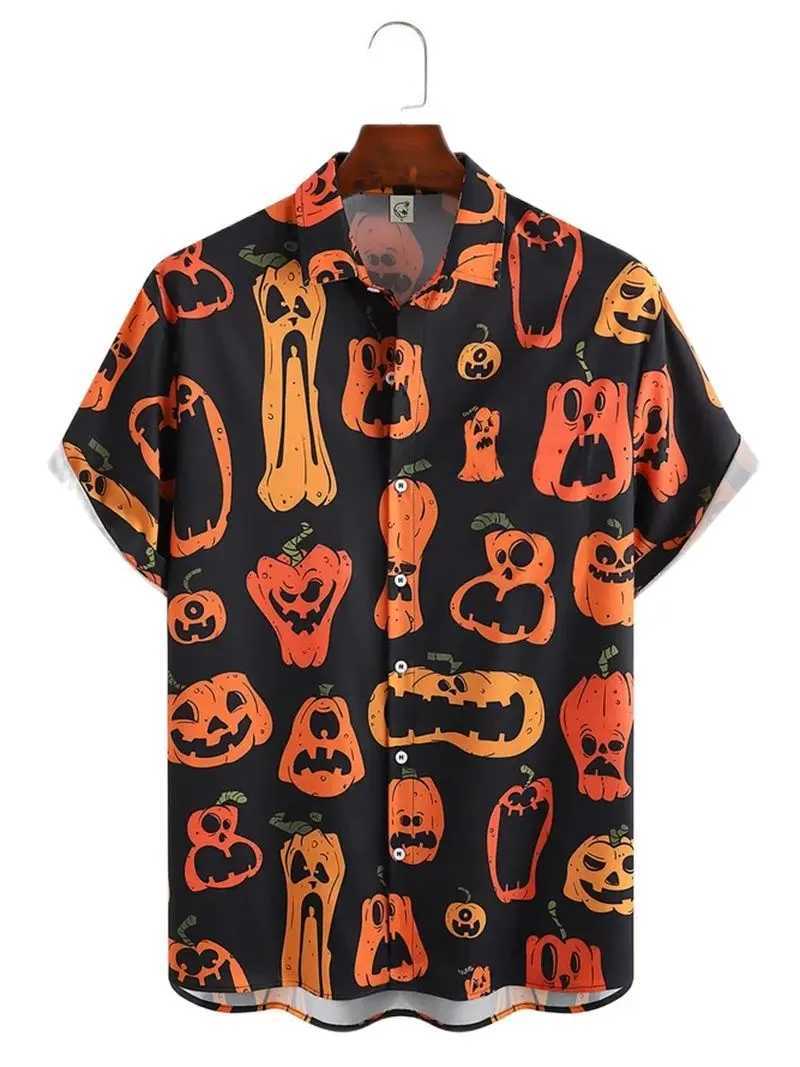 Mens Halloween shirt 3D printed Coolpad shirt hip-hop oversized mens clothing Haian summer beach holiday short Slve W241026