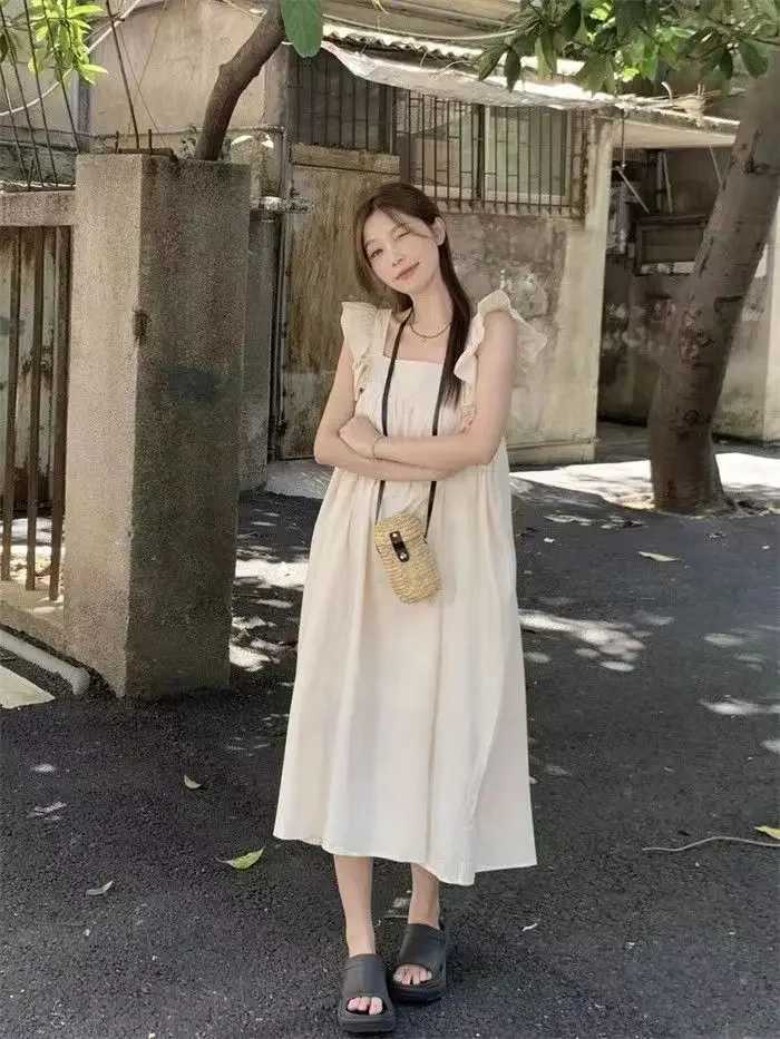 2023 Summer New Maternity Dress Emotional Design Long Back Bow Sleeveless Maternity Dress W241026