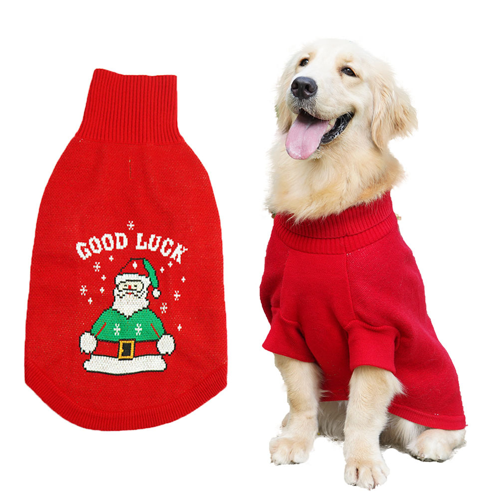 Christmas Santa Suit Autumn and Winter Extra Fleece Thick Sweater Hoodie Large Golden Retriever Pet Designer Clothes Dog Apparel