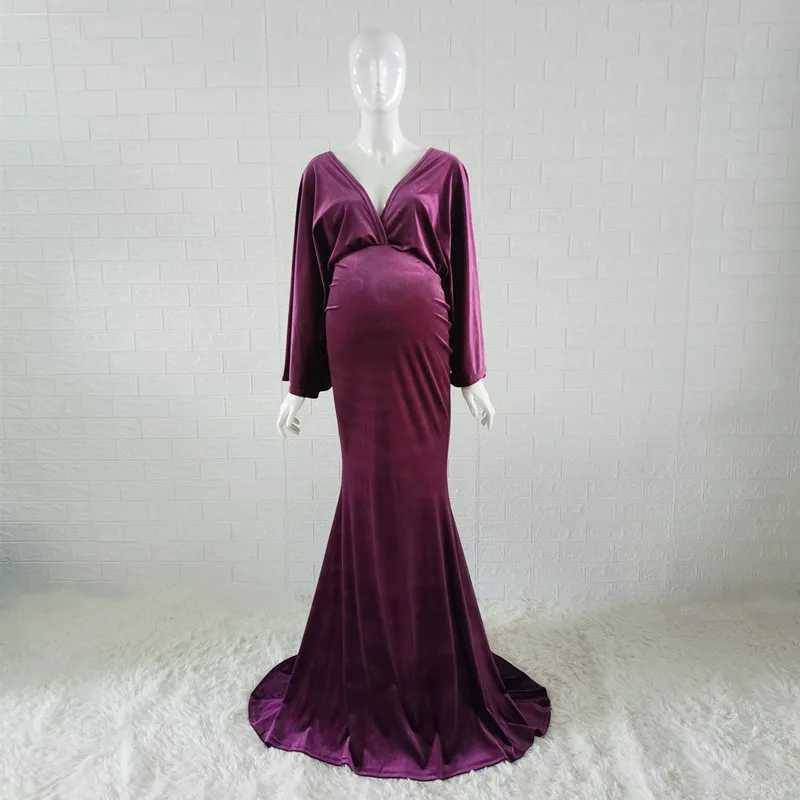 Winter Velvet Bohemian Pregnant Dress Photography Bohemian Pregnant Velvet Photography Body Childrens Dress V-neck W241026