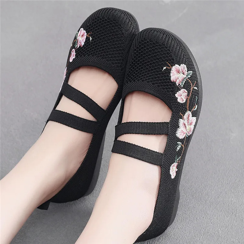 Grandmas Flat Casual Knitted Mary Jane Womens Shoes Summer Breathable Wool Soft Lavender Flat Womens Shoulder Strap Shoes 241024
