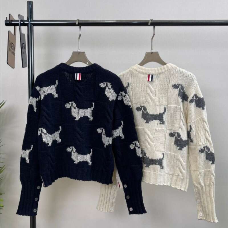 2024 Autumn/Winter Sweater Women New Dog Inlaid Wool Coat Fashion Designer Knitted Cardigan For Women