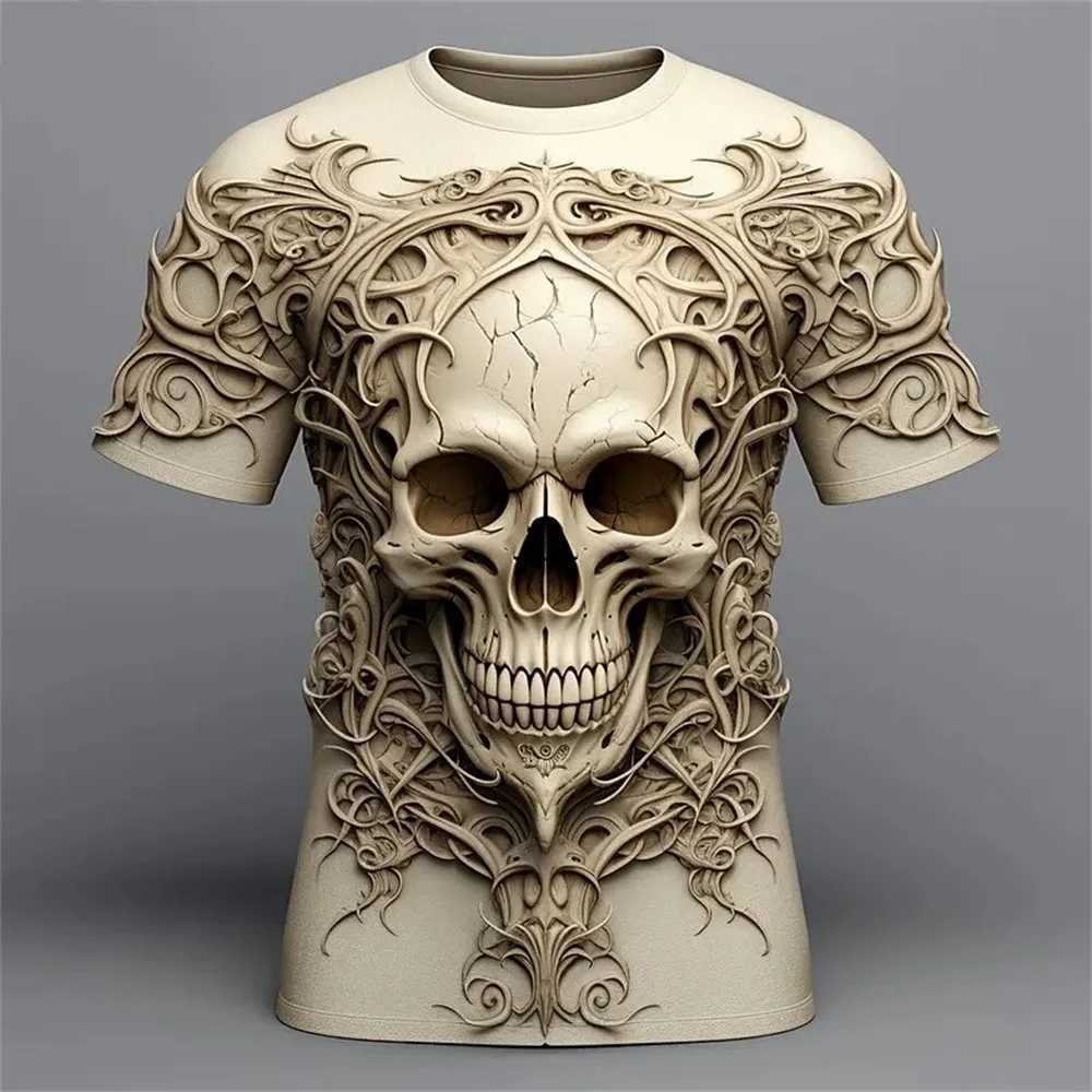 New Summer Mens Skeleton 3D Printed Top Casual Day Top Strt Fashion T-shirt Large Quick Drying Loose Short Sleeve 5xl W241026