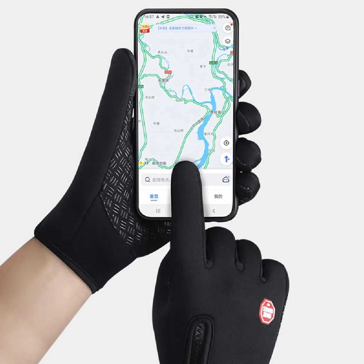 Windproof and warm Gs winter anti slip Sil touch screen full finger bicycle anti cold touch screen sports Gs W241026