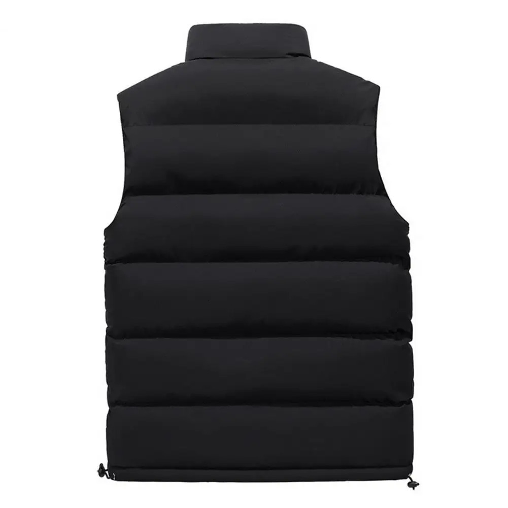 Male Winter Vest Waterresistant Mens Puffer with Stand Collar Zipper Placket for Outdoor Activities in Autumn 241025