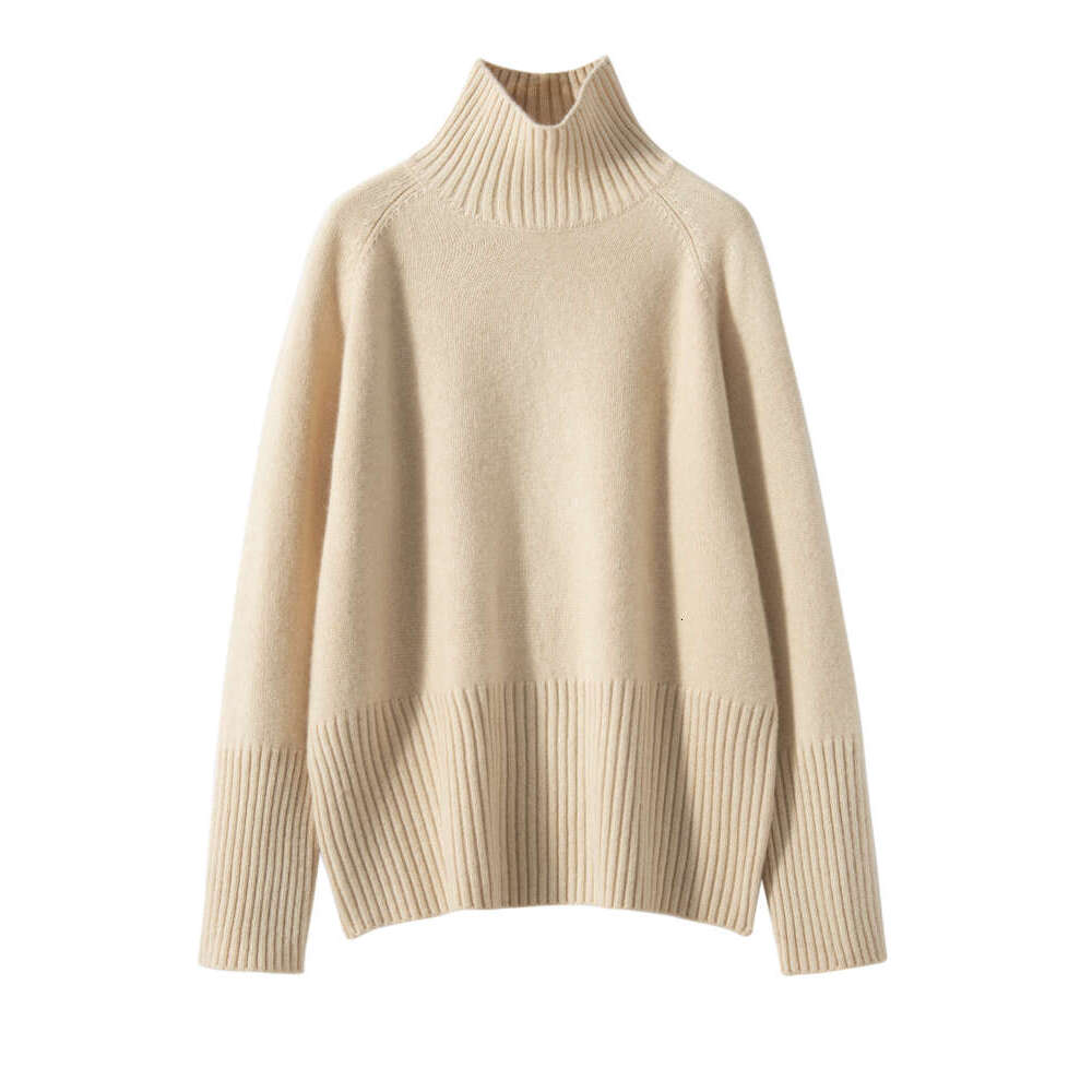 High-End Women Sweater Turtleneck Thick Basic Classical Loose Large Size Pullover Autumn Winter 100% Cashmere Knitwear
