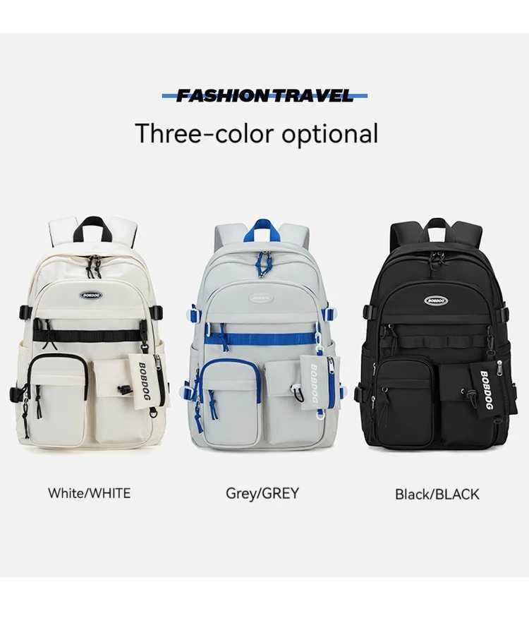 A Load Of Multi-pocket Men and Women Universal Nylon Large-capacity Leisure Simple Schoolbag Insert Buckle Computer BackpackXJ241026