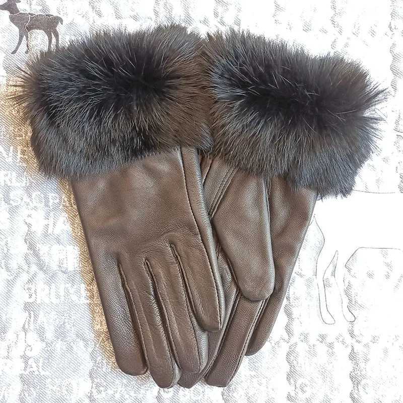 HSPL genuine leather womens thick leather womens rabbit leather sheepskin hot leather W241026