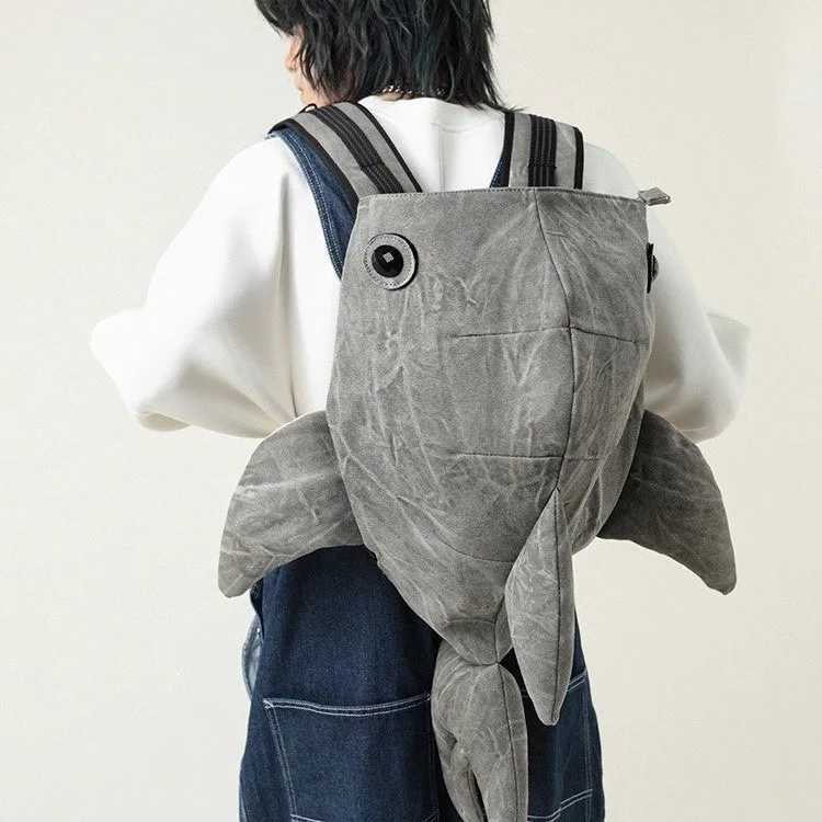 Backpack shark bag large capacity funny backpack unisex street trendy backpackXJ241026