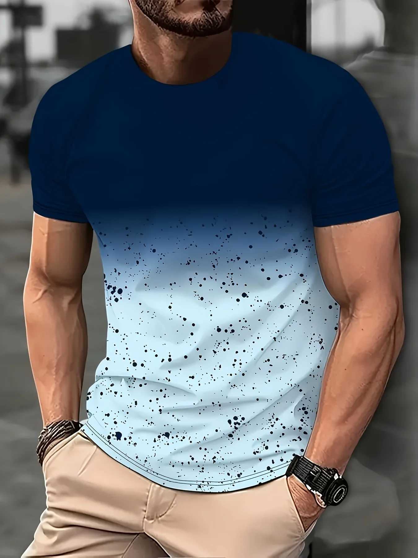 Mens 3D printed T-shirt for summer casual fashion Strt daily wear comfortable and breathable round neck short style W241026