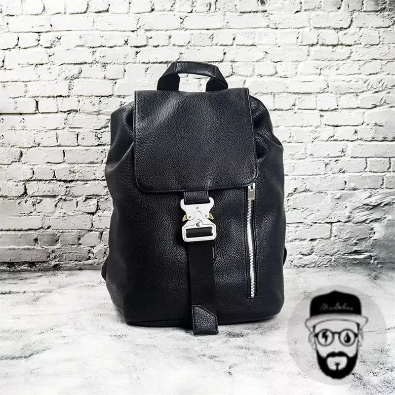 Black 1017 ALYX 9SM metal bucket leather backpack with large capacity and simple design ALYX backpackXJ241026