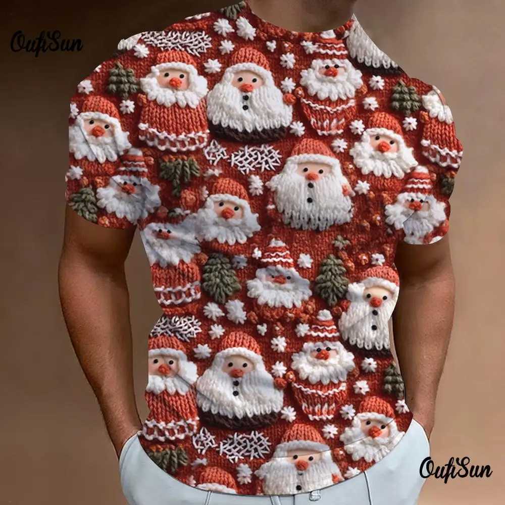 Mens Christmas T-shirt loose oversized T-shirt daily casual short Slyved Strt designer Ts premium sportswear W241026
