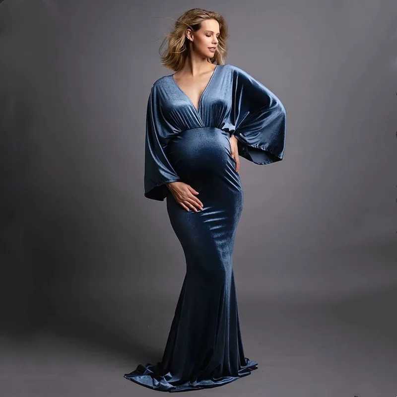 Winter Velvet Bohemian Pregnant Dress Photography Bohemian Pregnant Velvet Photography Body Childrens Dress V-neck W241026