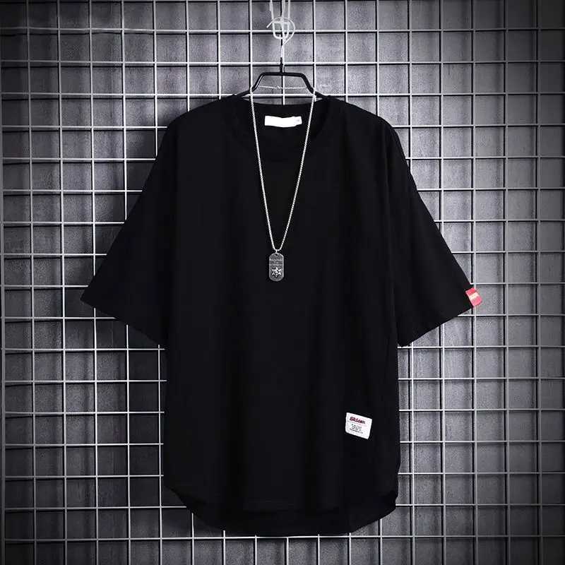 Summer O-neck solid color oversized mens short sleeved loose casual fully matched rally mens fashionable irregular T-shirt W241026