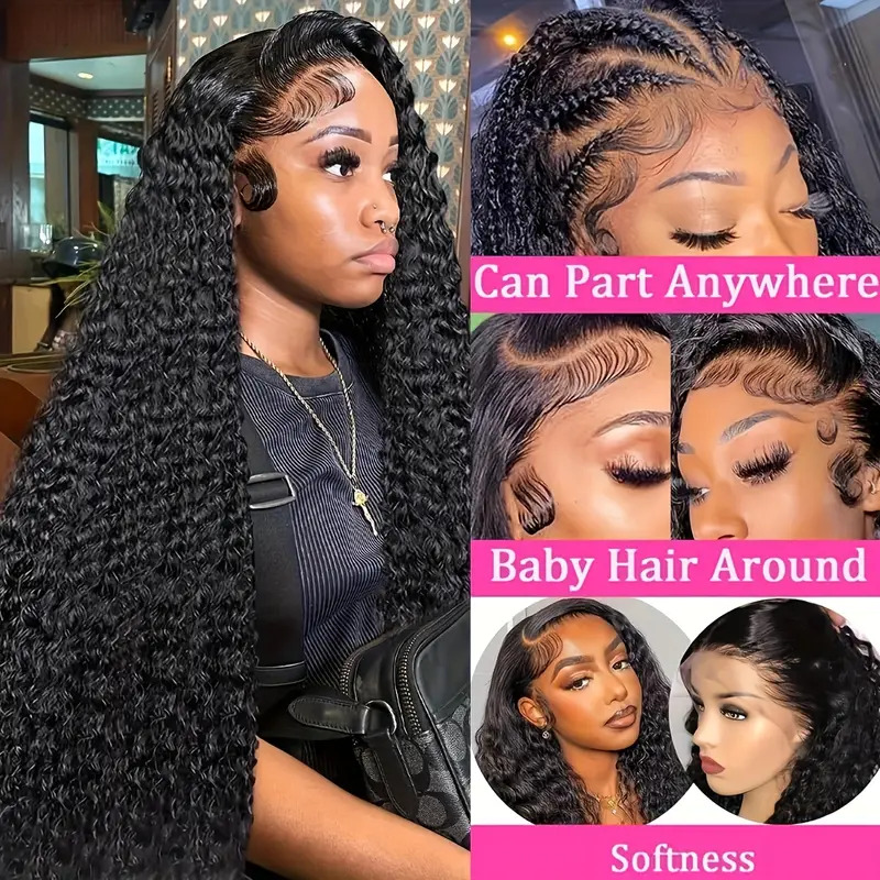 Cheap Water Full Lace Front Human Hair Wigs For Black Women 30 Inch Wet And Wavy Loose Deep Wave Frontal Wig