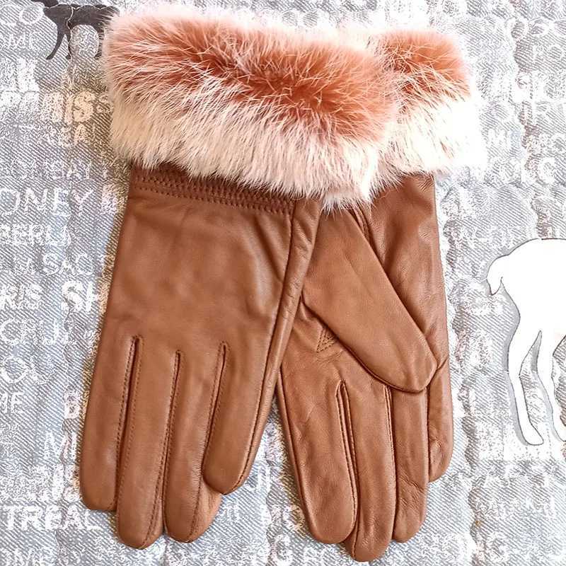 HSPL genuine leather womens thick leather womens rabbit leather sheepskin hot leather W241026