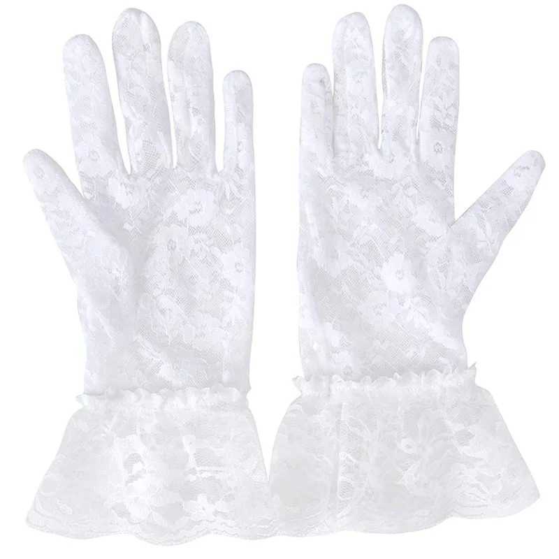 Womens Retro Transparent Short Lace Gs Dey Tea Party Wrist Length Flower Gs Used for Dinner Fancy Clothing Accries Gs W241026