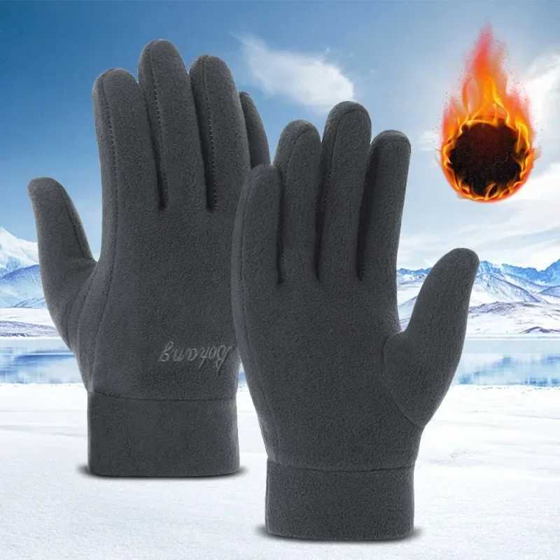 Mens Thick Wool G Winter Warmth Full Finger G Outdoor Windproof Running Bicycle Gloves W241026
