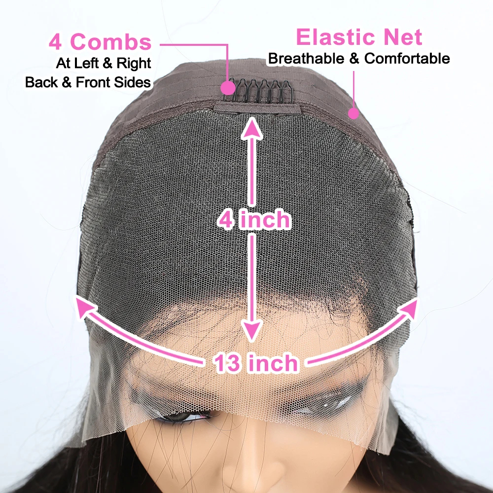 Curly Wigs For Women 32 inch 13x4 Deep Wave Transparent Lace Front Wig Human Pre Plucked Brazilian Hair 210% high density