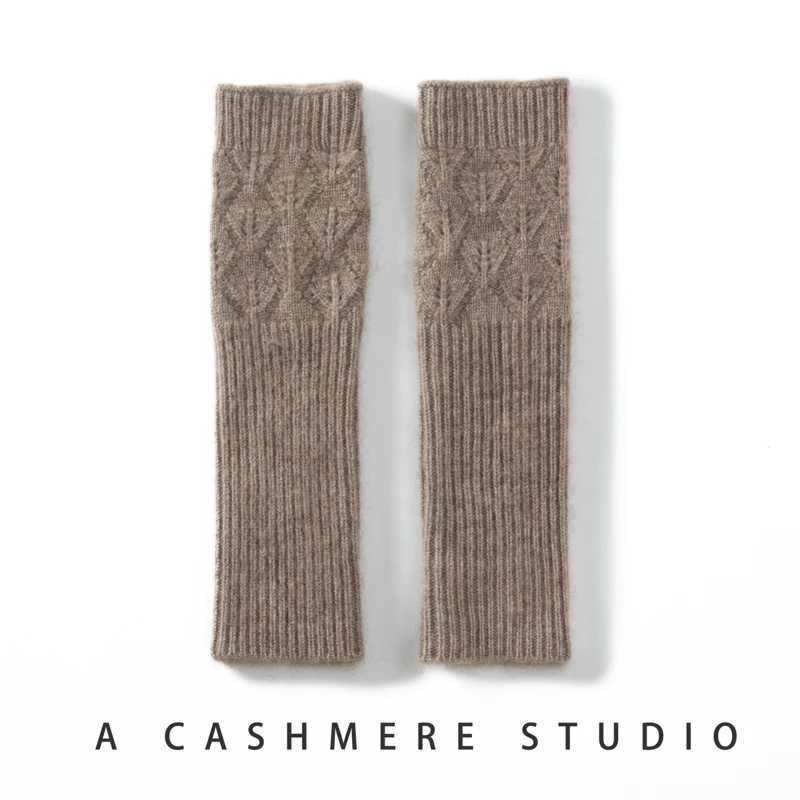Winter womens% cashmere long gloves 25cm fine knitted fingers Gs Y2k hot Gs half finger long arm heater W241026