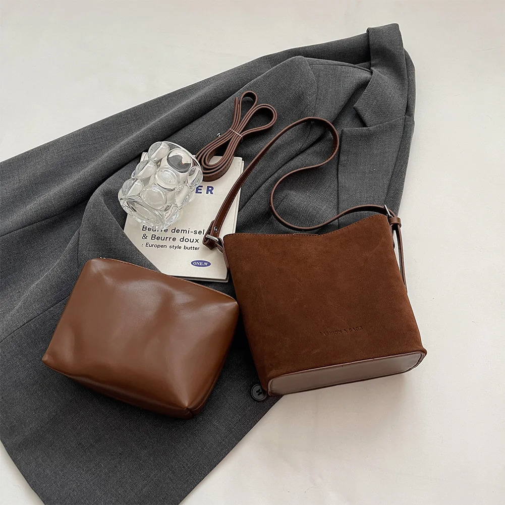 Fashionable Womens Casual Leather Shoulder Bag Soft Bottom Bag Womens Suede Handbag 241025