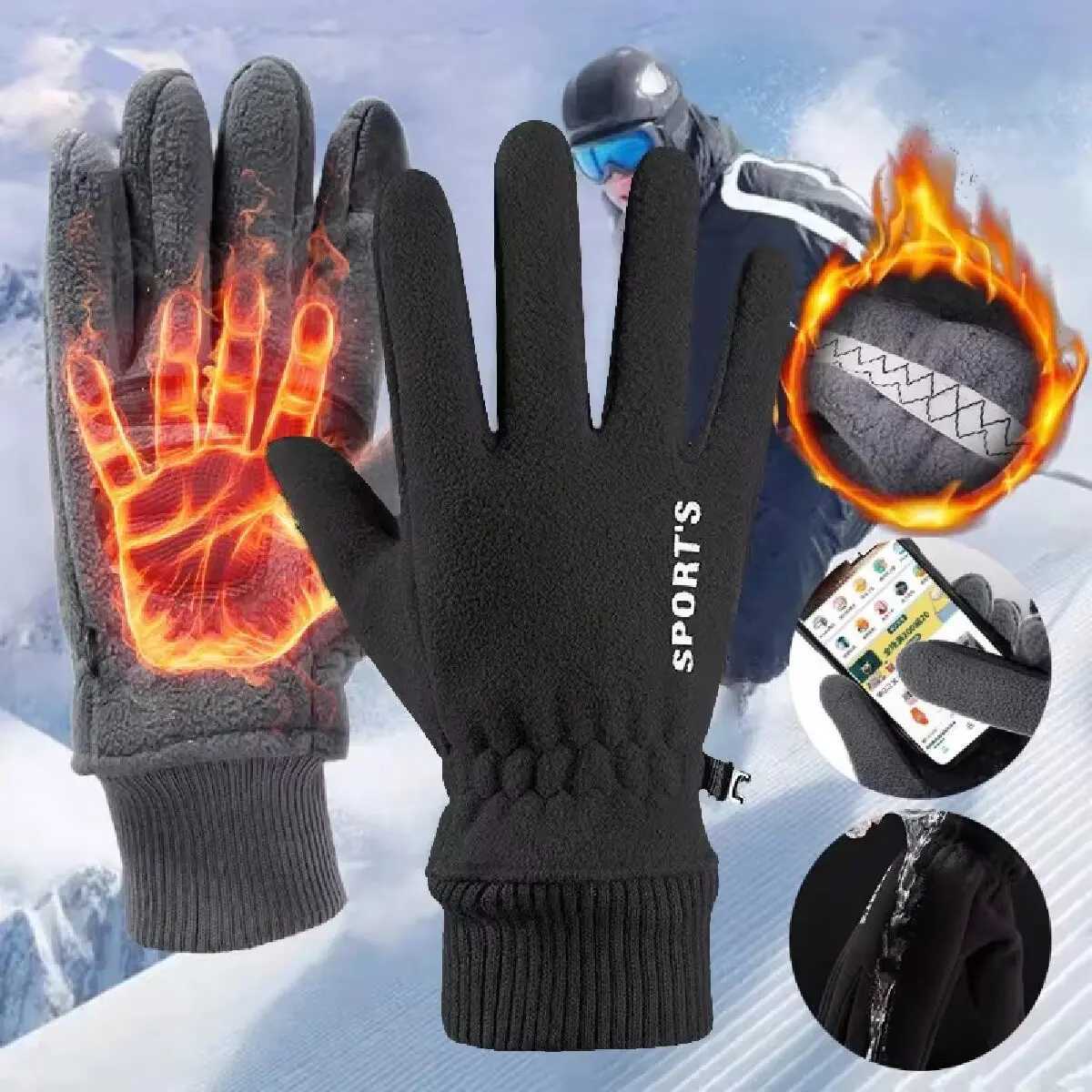 Winter Skiing Warm Gs Mens Outdoor Bicycle Waterproof and Anti slip Thick Womens Couple Touch Screen Cashmere W241026