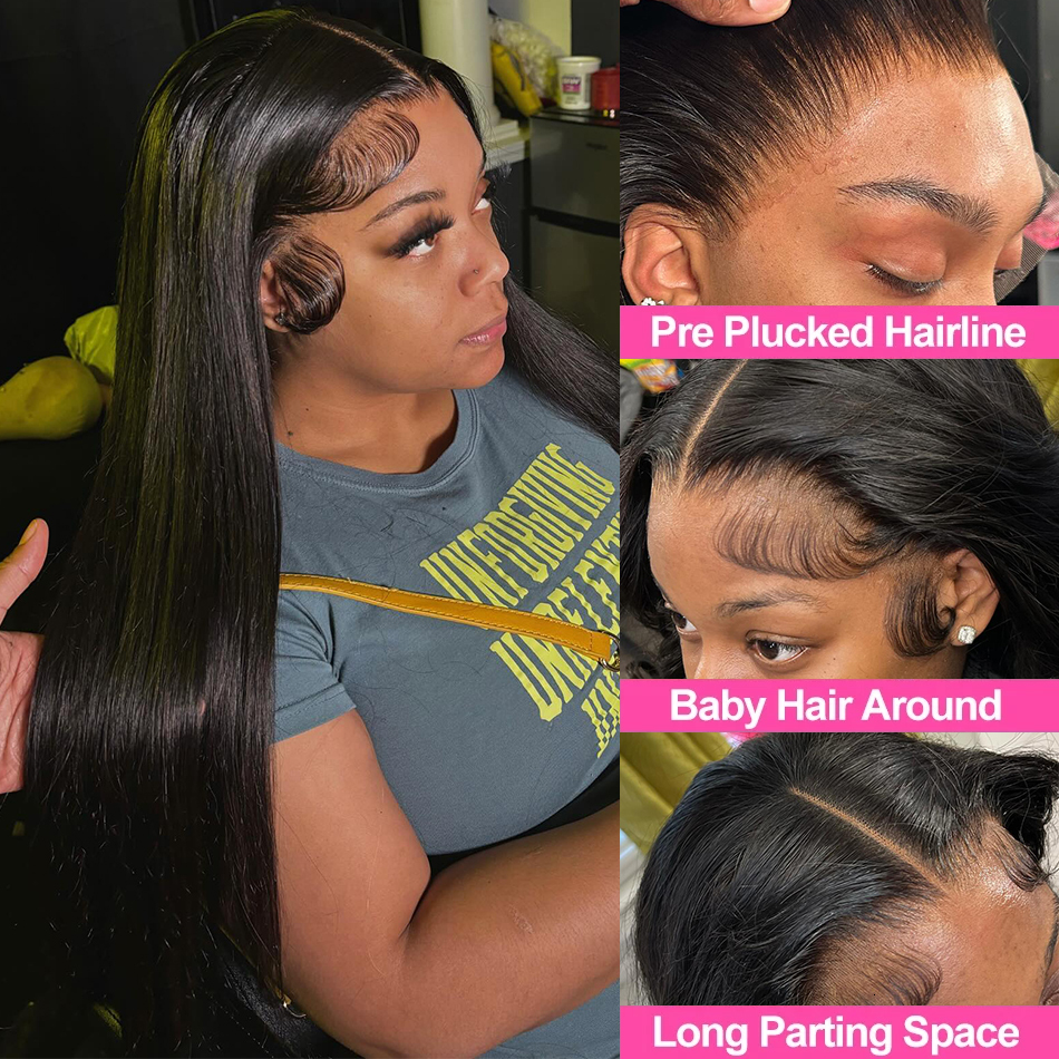 Alisa 250 Density Bone Straight Front Human Hair Frontal Wig 360 Lace For Black Women