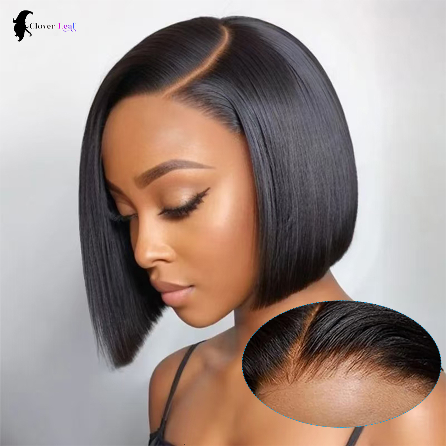 10inch Bob Human Hair Ready To Straight Wear Go Glueless Wig Pre-Plucked Top Brazilian Wigs for Women