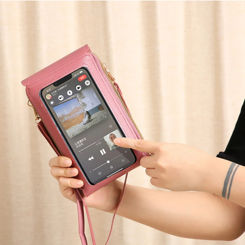 2024 Women's Designer Handbag Touch Screen Mobile Wallet Shoulder Bag Women's Trendy Small Wallet Soft Leather Crossbody Bag Shark Bag