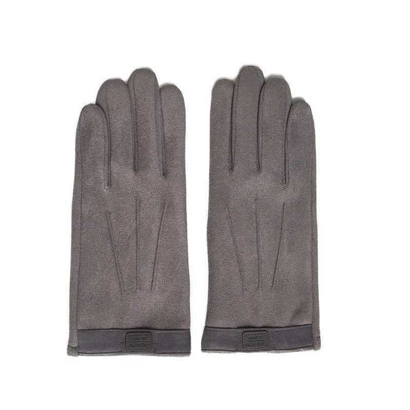 Winter mens plush warm cashmere outdoor sports bicycle gloves womens three ribbed suede leather touch screen driving G J98 W241026