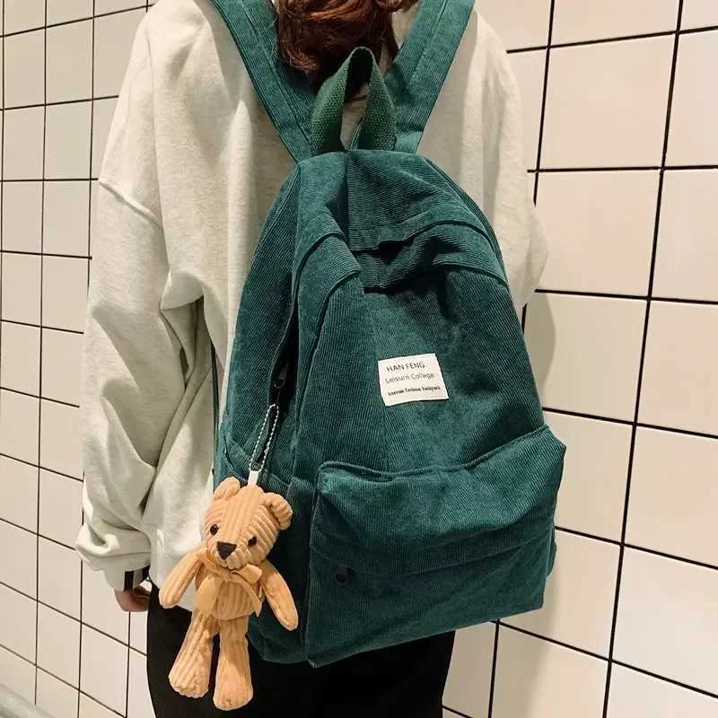 Fashion Retro Simple Backpacks Rucksack Large Capacity Corduroy Women High School College Students Book Bags for WomenXJ241026