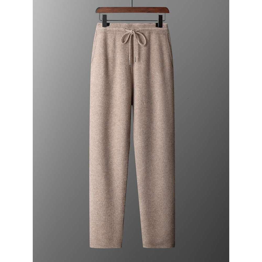 2024 Men's Cashmere Autumn Winter Pencil 100% Merino Wool Knit Trousers Thick Soft Warm Basic Smart Casual Pants