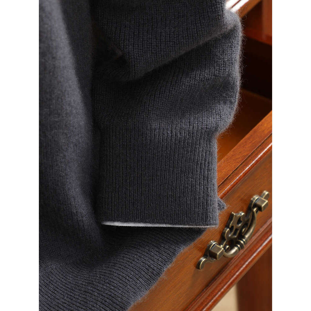 100% Cashmere Cardigan Men's Semi-High-Neck Zipper Coat Autumn Winter Thick Sweater Coat Large Size Men Jacket Warm Knit Shirt