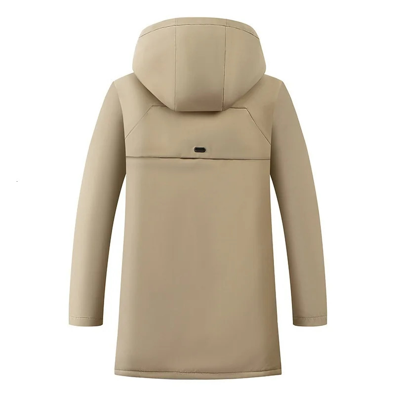 Mens Cotton Windproof Solid Color Coats Parkas Jackets for Men Long Hooded Coat Winter Warm Thick Fleece Jacket y241025