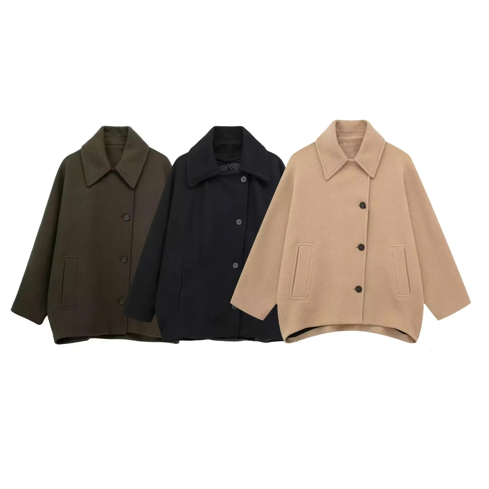 2024 autumn womens clothing European and American style French wool blend short coat jacket 241025