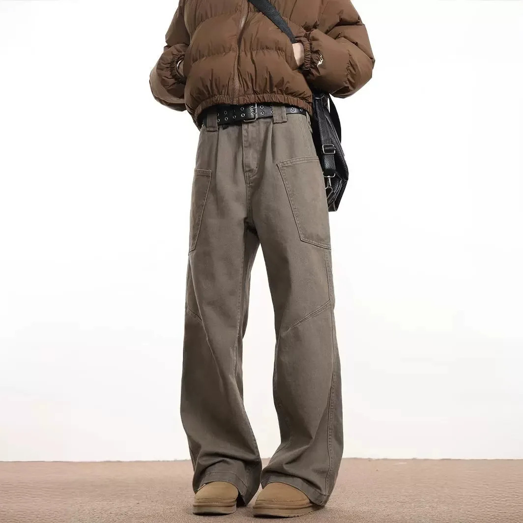 HOUZHOU Cargo Pants for Men Oversize Wide Leg Trousers Male Streetwear Hip Hop Casual Korean Japanese Pocket Safari Style 241021