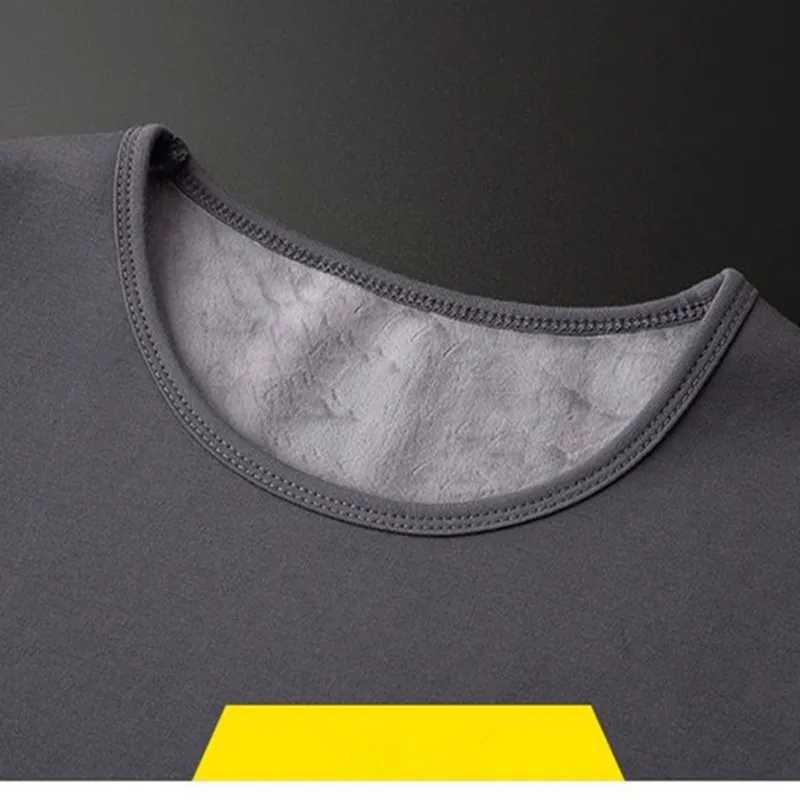 Mens hot underwear top Flce thick shorts Slve T-shirt Kp warm Ts O-neck solid bottom shirt W241026