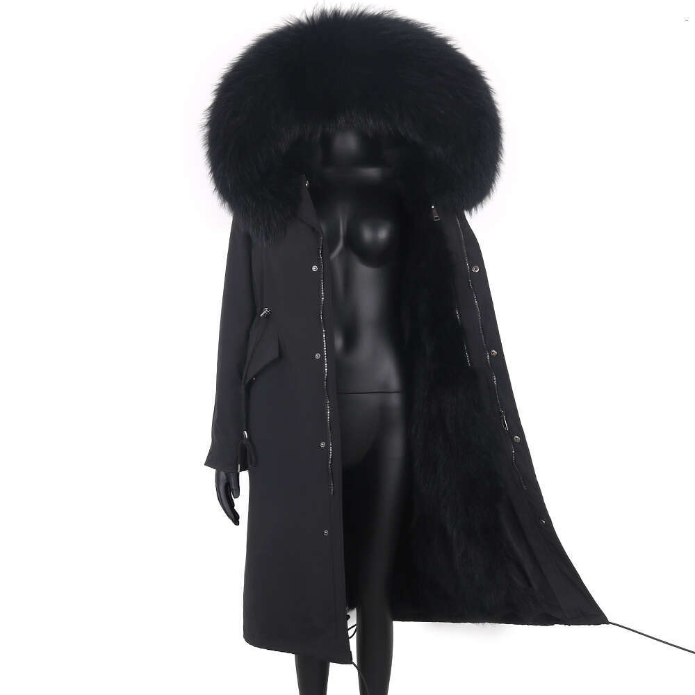 2024 New Winter Jacket Women X-Long Parka Waterproof Big Natural Raccoon Collar Hood Coat Thick Warm Real Fox Fur