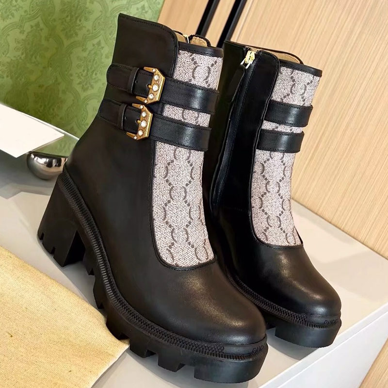 designer and bare boots luxury womens letter ankle boots high quality calf leather upper leather lining boots retro br guccii guccis gg guccishoe gucciboot XUQ3