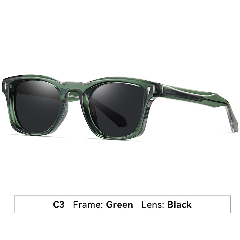 Square Polarized Sunglasses Men Luxury Brand Designer Style Sun Glasses Women Retro TR90 Vintage Driving Fishing Propionic acid core fashion Rivets S1