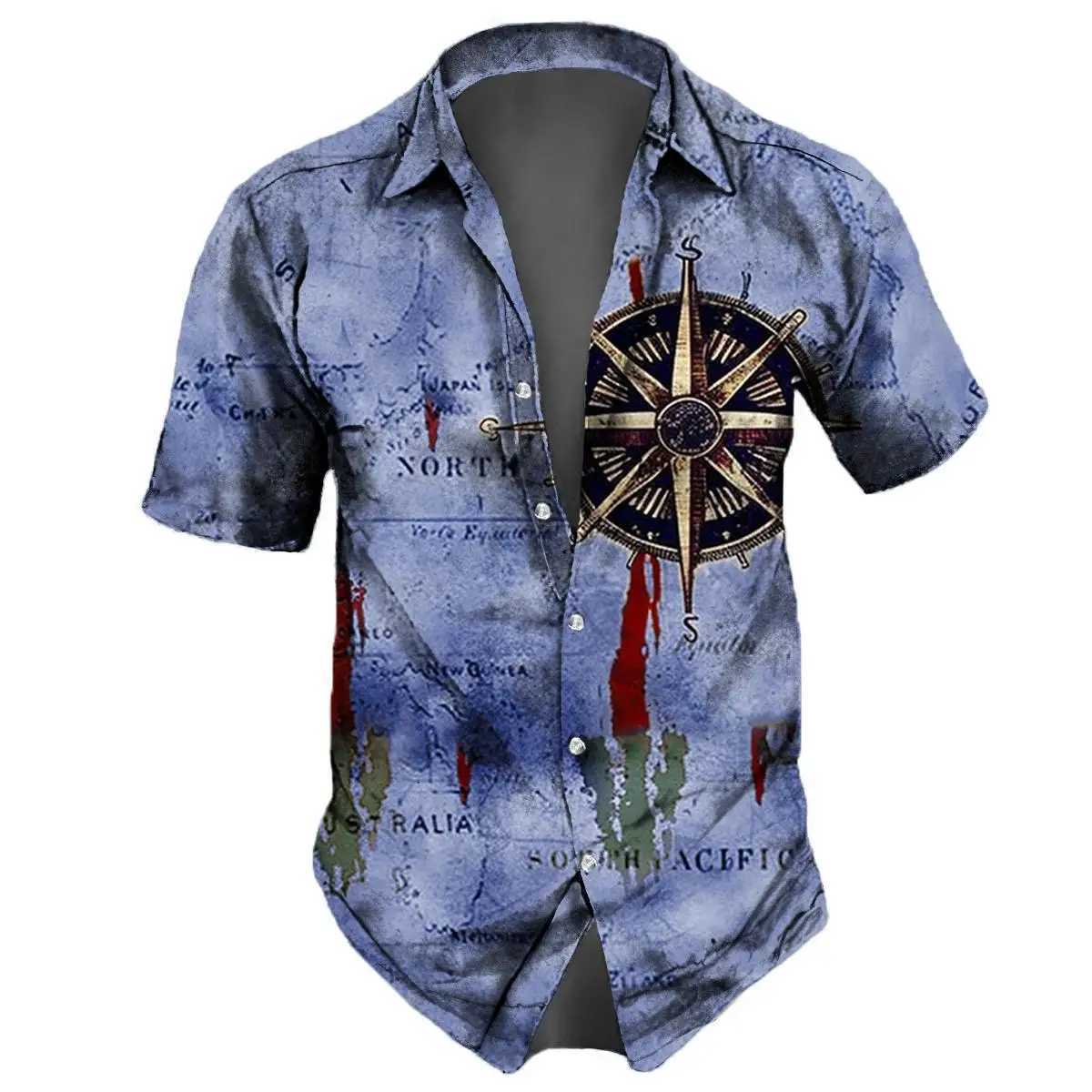 Retro mens shirt 3D printed short sleeved Slve summer casual top loose oversized Haian mens shirt 2024 new top W241026
