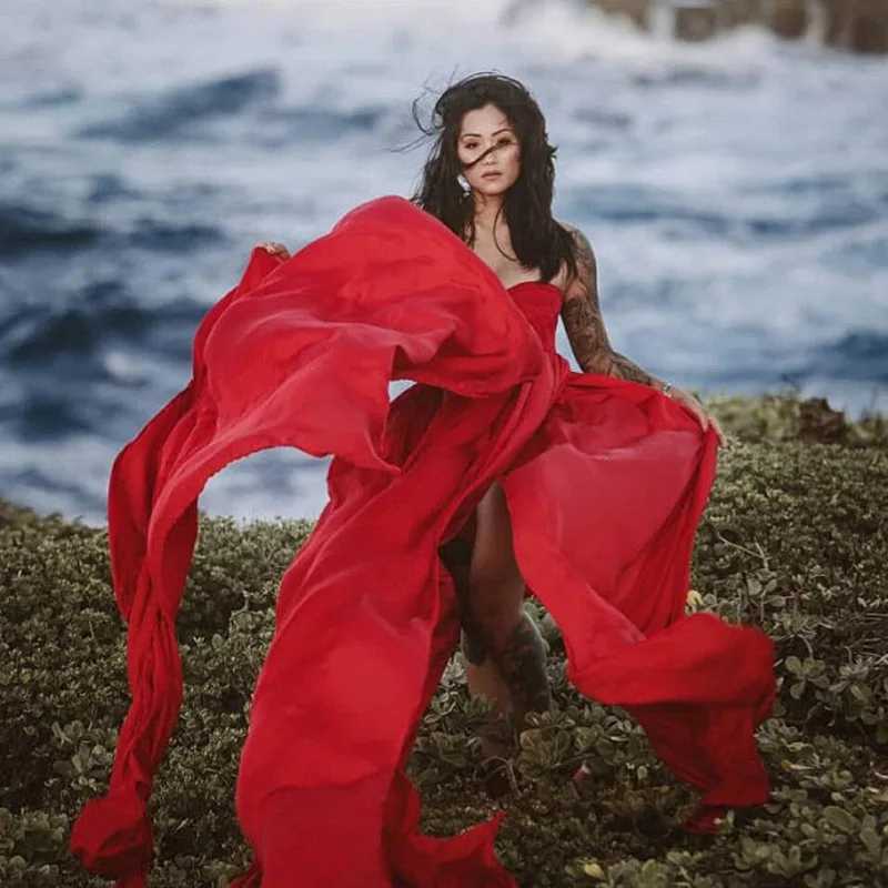 Maternity Dresses Chiffon lace maternity dress photo shoot sexy split front fancy prop Maxi W241 H250212