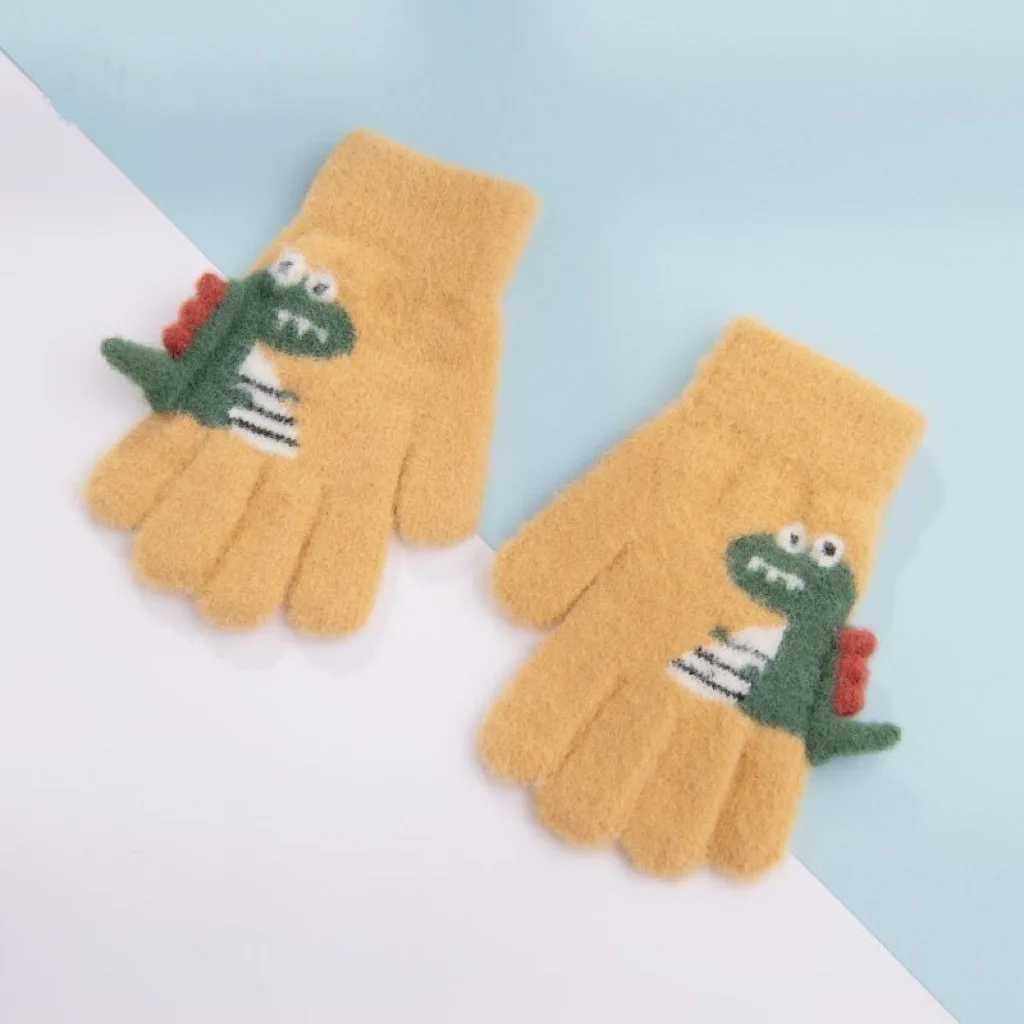 4-8 year old childrens thick knitted Gs cartoon dinosaur warm plush children winter childrens finger Gs W241026