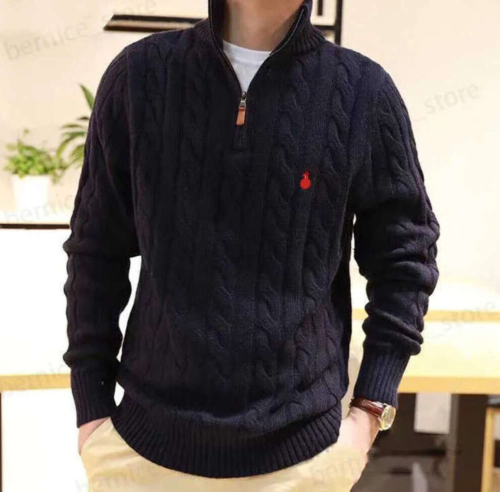 2024 Pulls de chandail pour hommes Polon Polo Half Zipper Sweat capuche manches longues Twited Horse High Collar Men Femme S EMBRODERIE MODE fjw