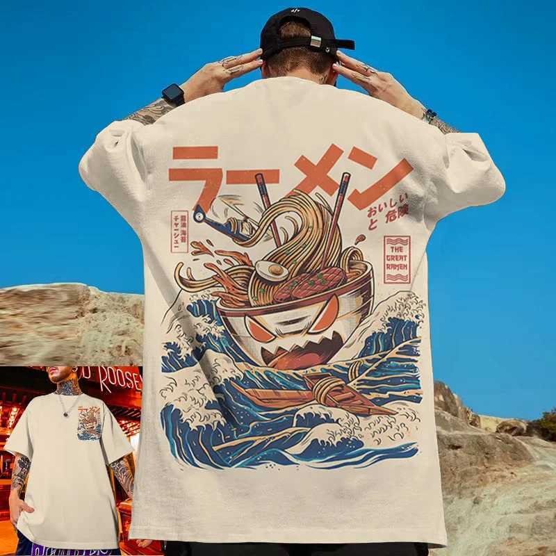 Casual new Slve mens T-shirt Japanese food printed mens loose Ts fashion sportswear daily top W241026