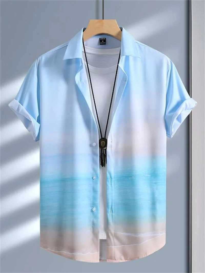 Tokyo printed short Slved shirt mens summer beach shirt Haiyi casual vacation top new mens quick drying trendy clothing W241026