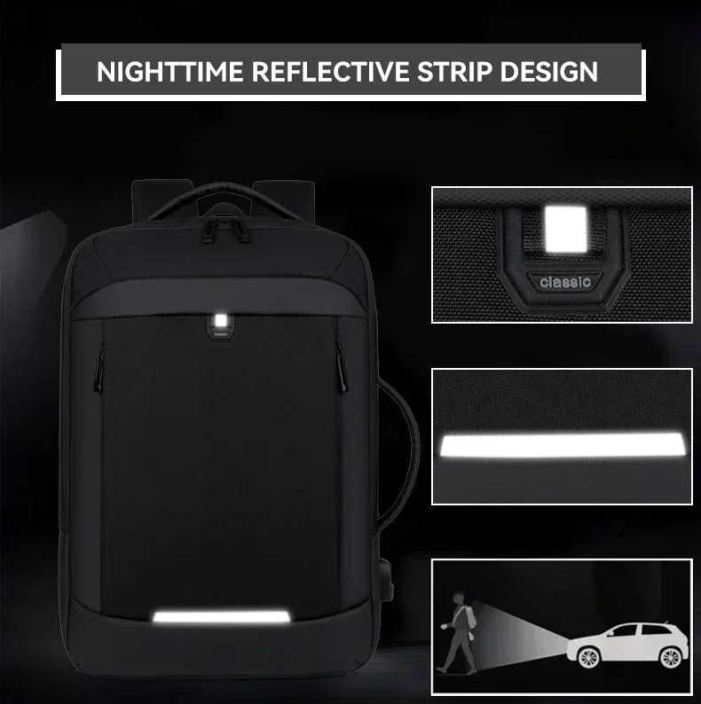 Mens Business Backpack Expandable Multifunctial Student Travel Bags Large Capacity Waterproof USB Charging BackpacksXJ241026