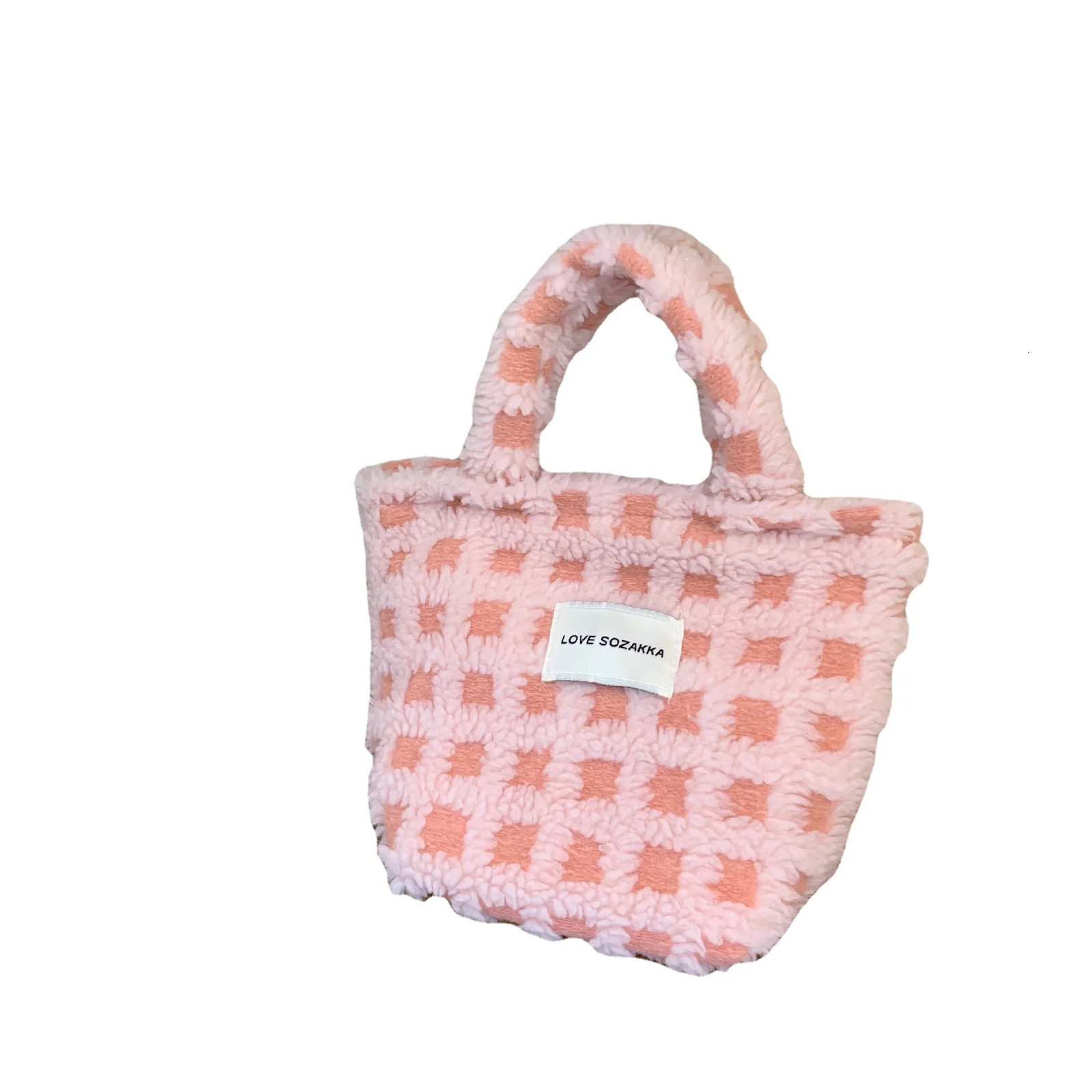 Comparative color womens flat bottomed wallet handbag fashionable womens soft plush shoulder bag retro womens small handbag shopping bag 241025